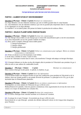 corriger bac l svt 2002 martinique alimentation et environnement question 5 Book