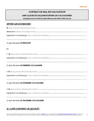 contrat colocation Book