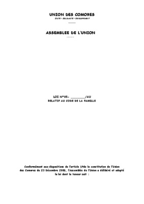 code de la famille en union des comores Book