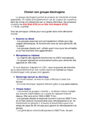 comment choisir un groupe electrogene Book