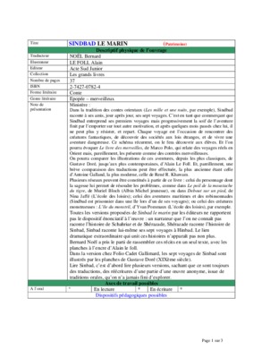 histoir de sindbad le marin Book