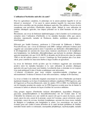 les effets des herbicides sur la sante Book