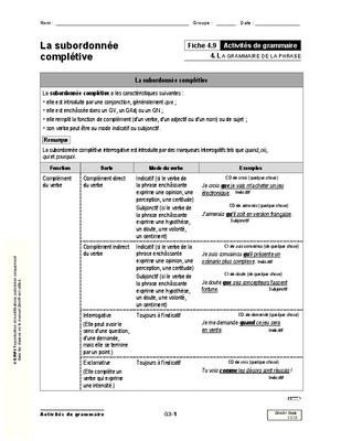la subordonnee completive Book