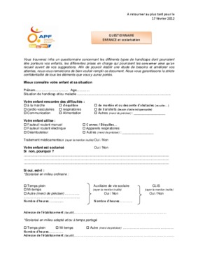 questionnaire scolarisation Book