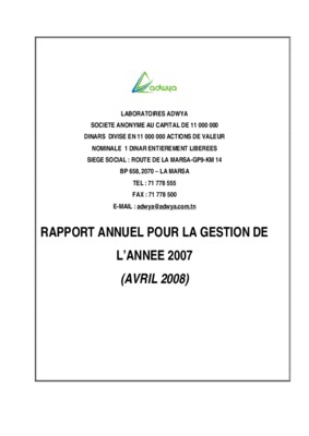 rapport annuel 2008 adwya Book