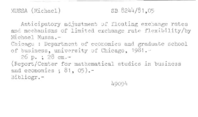 michael mussa 1982 Book