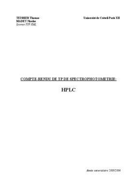 compte rendu tp hplc Book