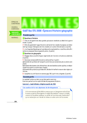 sujet histoire geographie 2008 Book