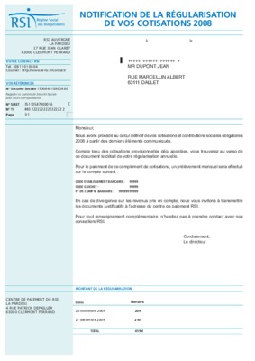 formulaire de regularisation des cotisations Book