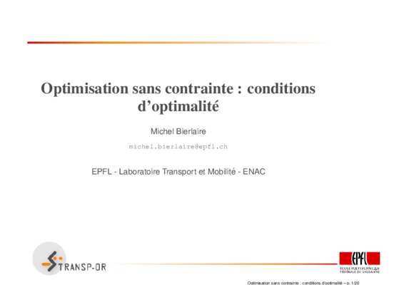 epfl m bierlaire optimisation Book