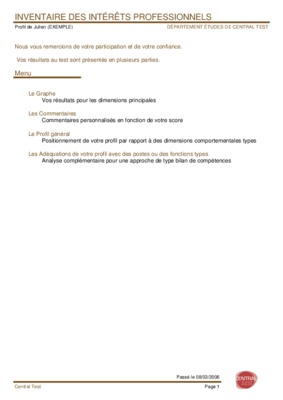 releve interets professionnels Book