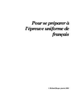 epreuve uniforme de francais Book