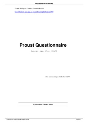 questionnaire de proust Book