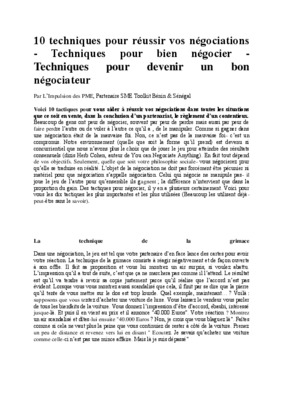 techniques de negociations Book