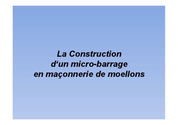 construction de micro barrage Book