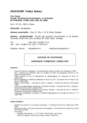 livre de fodiye bakary doucoure estimation et tests tome 2 Book