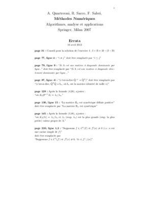 a quarteroni et f saleri scientific computing with mattab Book