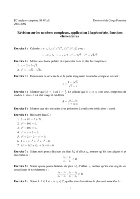 complexes application a la geometrie Book