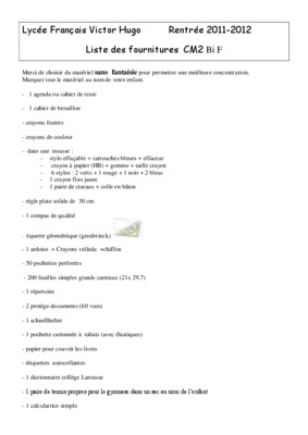 liste de fourniture scolaire Book