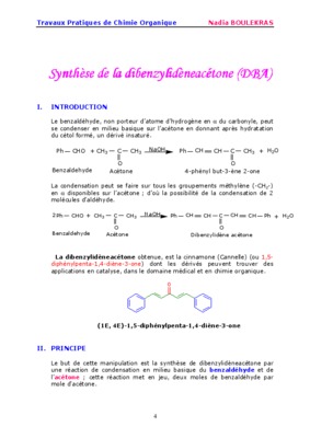 synthese de la dibenzylideneacetone Book