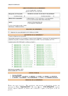 carnet entretien copropriete Book