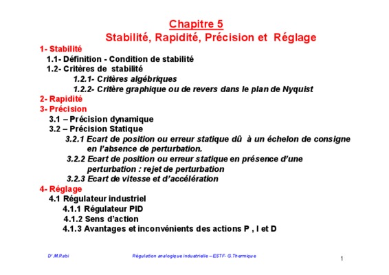stabilite et precision et rapidite dans la regulation automatique Book