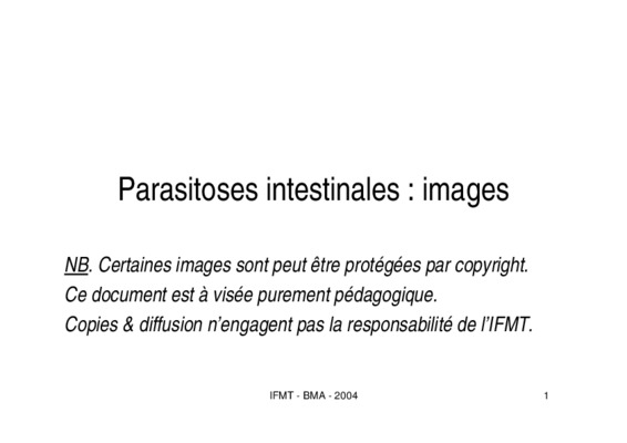 planche pour le diagnostic de parasites intestinaux Book
