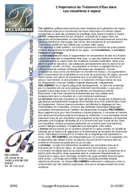 traitement des chaudieres a vapeur par hydrex 1350 Book