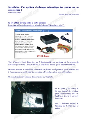 allumage automatique des phares Book