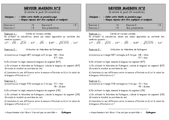 devoir maison numero 6 du theoraime de pythagore Book