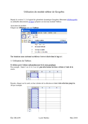 tutoriel tableur geogebra Book