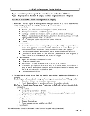 activites du langage Book