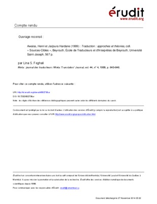 les approches de traduction Book