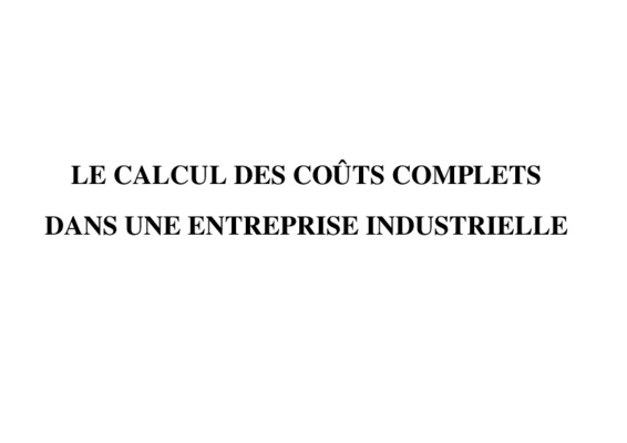 couts complet entreprise industrielle Book