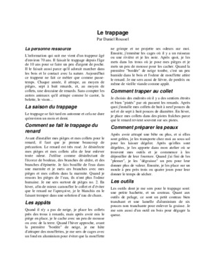 resultats de la trappage Book