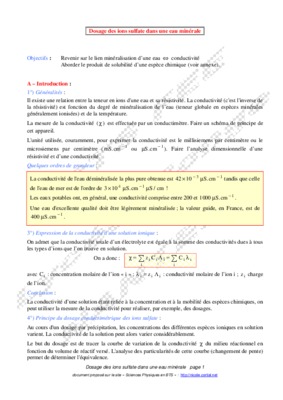 dosage des ions sulfate dans une eau minérale un