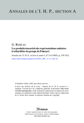 recherche des carcteres des representations irreductibles en applicant les vecteurs Book