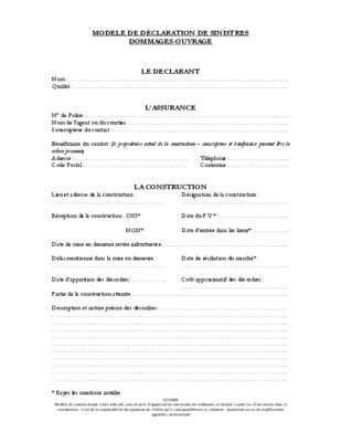 declaration de sinistres dommages ouvrage Book