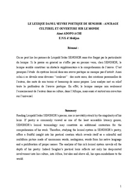 l_oeuvre poetique de senghor Book