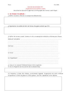 devoir biochimie Book