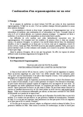 formation d_un organomagnesien Book