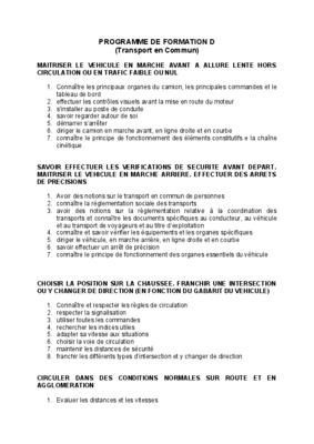 programme de formation de transport Book