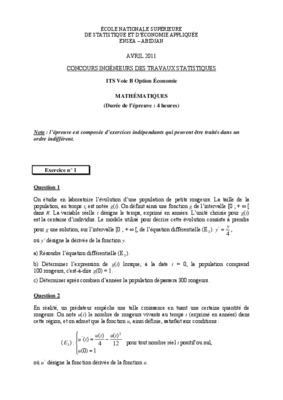 epreuve de probabilite concours ensae 2011 Book