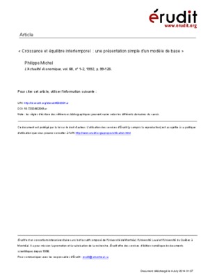 sentier de croissance equilibre Book