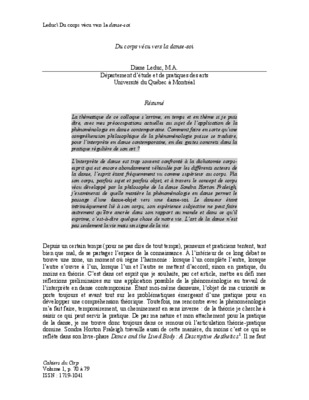 corps vecu Book