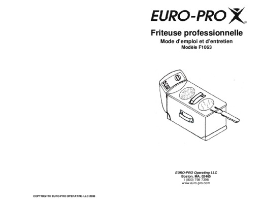 notice euro pro 700 Book