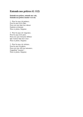 Entends Seigneur La Voix De Tes Enfants pdf Notice Manuel D utilisation