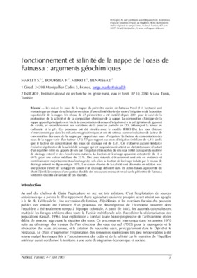 etude de salinite et piezometrique de nappe gabes sud Book