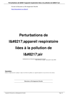 les perturbations de l_appareil respiratoire Book