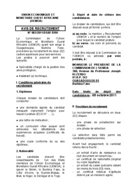 avis de recrutement 2011 Book